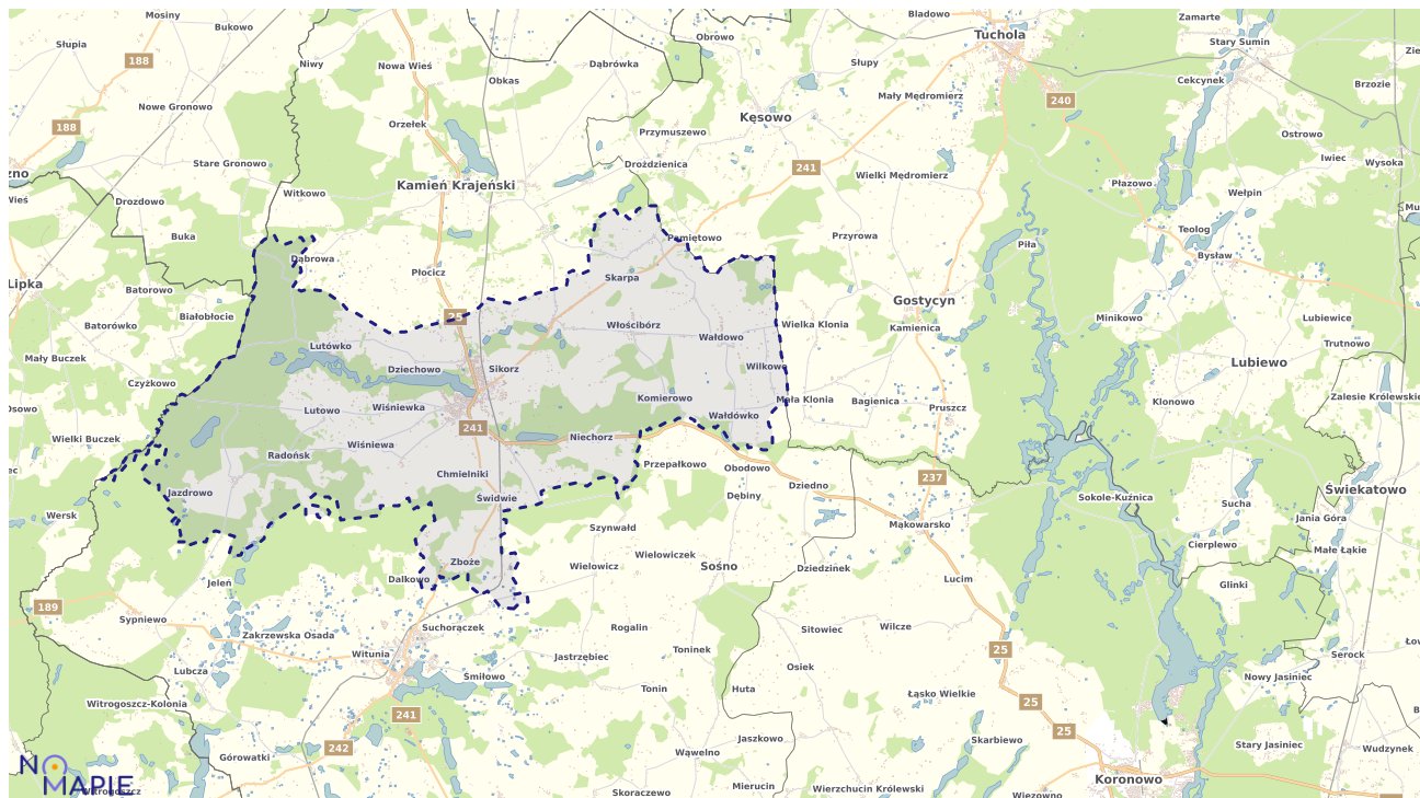 Mapa obszarów ochrony przyrody Sępólna Krajeńskiego